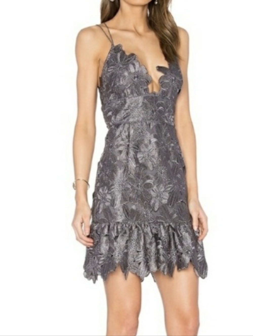 Saylor Alayna Floral Lace Applique Mini Dress sz M - Picture 2 of 11